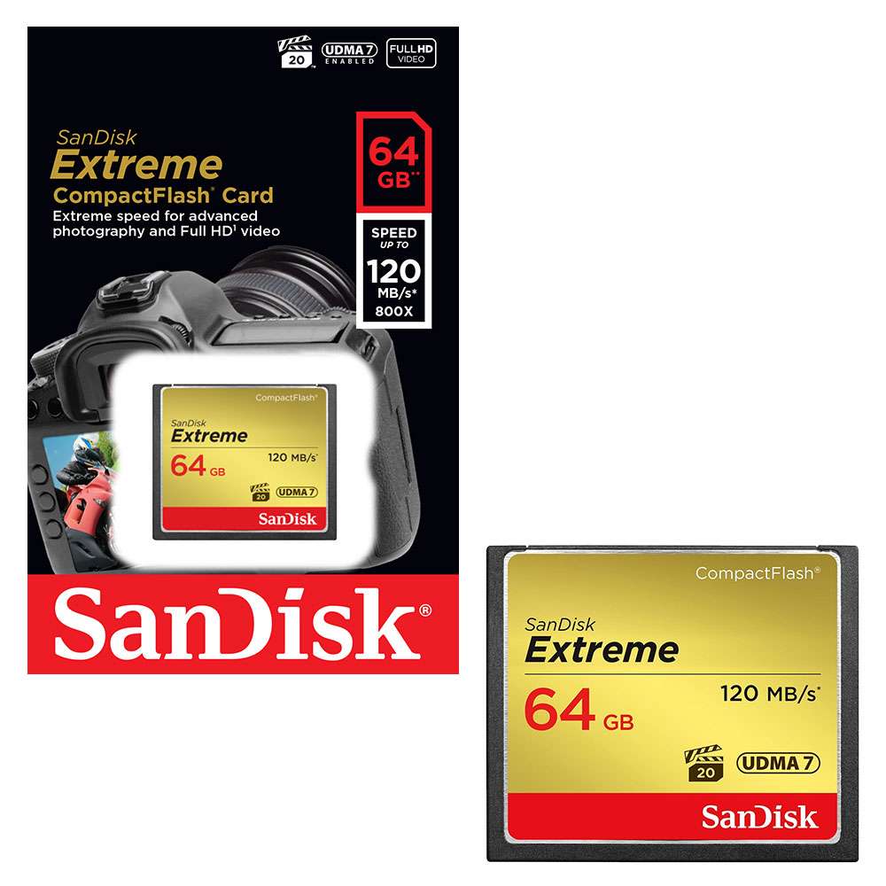 SanDisk Extreme CompactFlash Card 64GB (120 MB/s, UDMA 7)