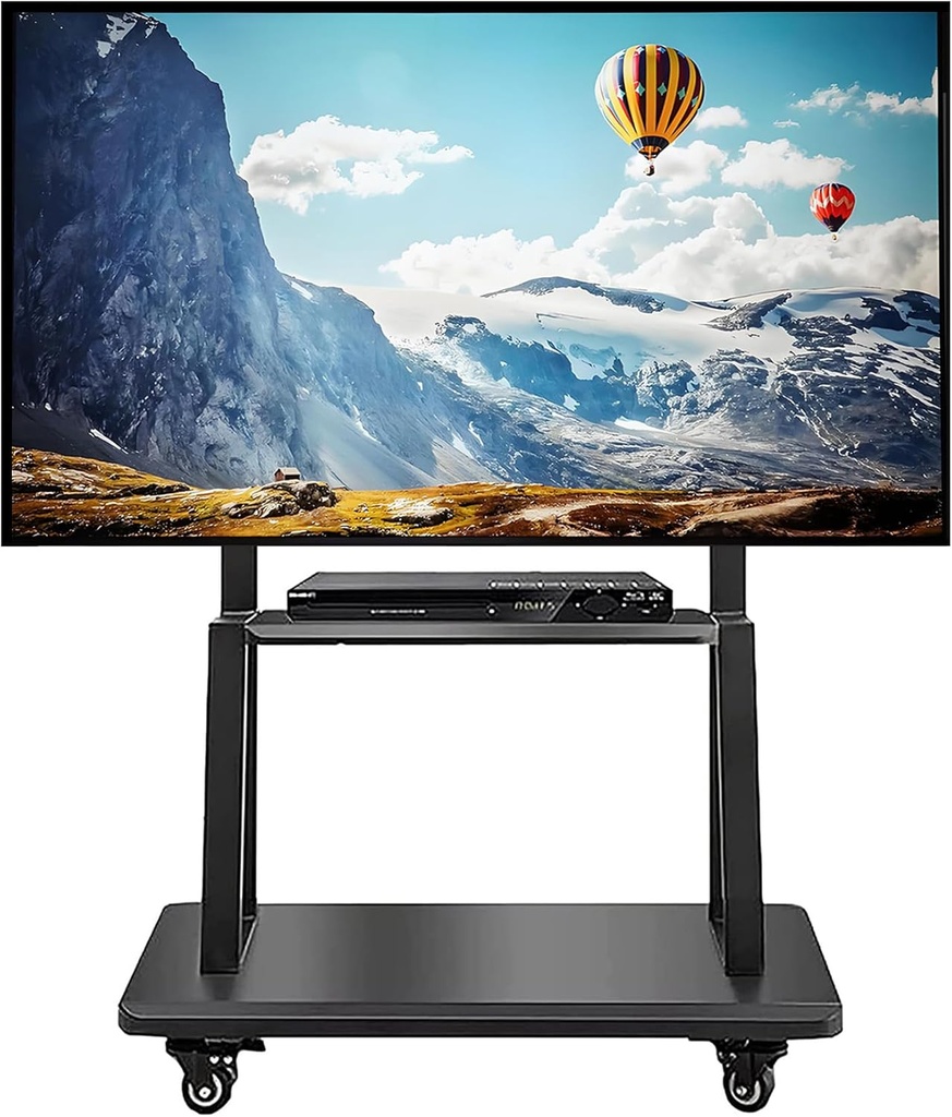 T-2580-MTP Mobile TV Cart with Wheels for 32"-100" Displays (Black)