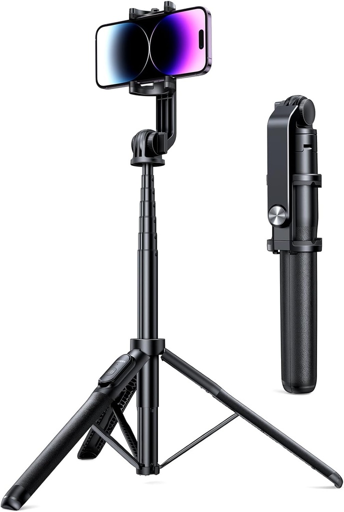 UGREEN 15062 - Mobile Tripod Stand Filming Selfie Stick Bluetooth Remote 63”/1.6m Tall Phone Holder Portable 360° Rotating Mount
