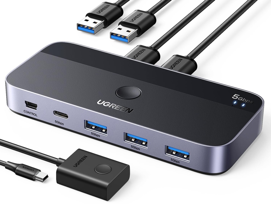 UGREEN 15705 USB 3.0 Switch for 2 Computers (USB-C & USB-A Sharing)