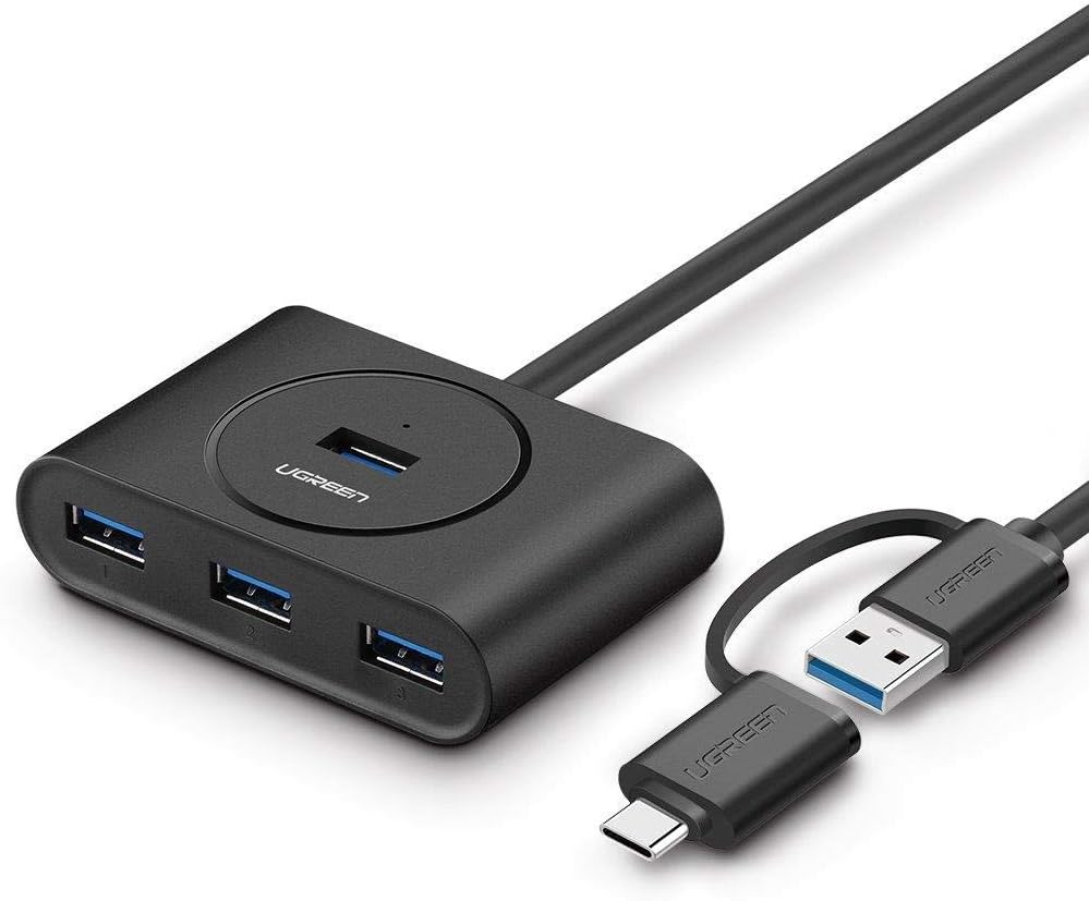 UGREEN 40850 - موزع 4 منافذ USB 3.0 ثنائي المدخل (USB-C و USB-A)