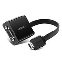 UGREEN 90813 - محول HDMI إلى VGA نشط مع منفذ صوت 3.5 ملم، HDMI ذكر إلى VGA أنثى بدقة تصل إلى 1080P