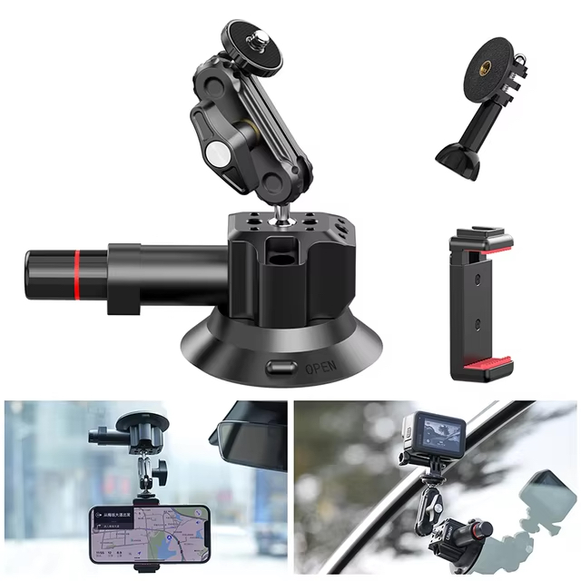 قاعدة شفط بمضخة يدوية Ulanzi SC-01 – قابلة للتعديل 360 درجة، بحجم 3 إنش، مناسبة لـ GoPro وInsta360 وDJI Action والهواتف الذكية
