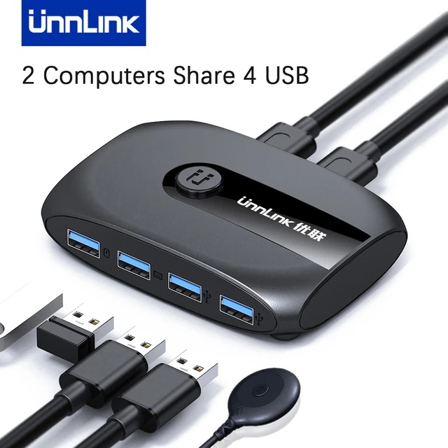Unnlink USB 3.0 KVM Switch (2 Computers Share USB Devices)