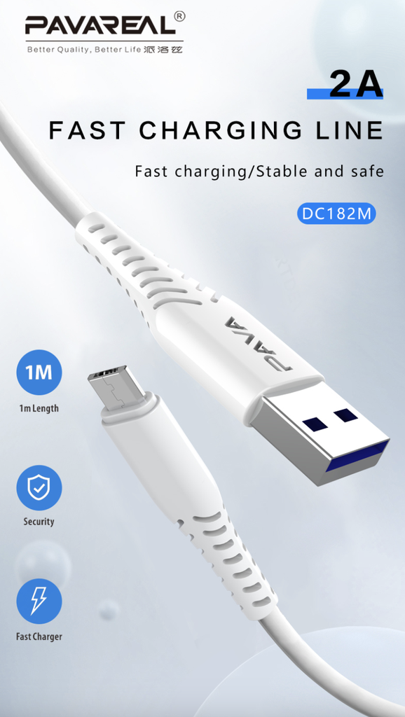 USB-A to USB-C Fast Charging Cable 2A (DC182M/C)