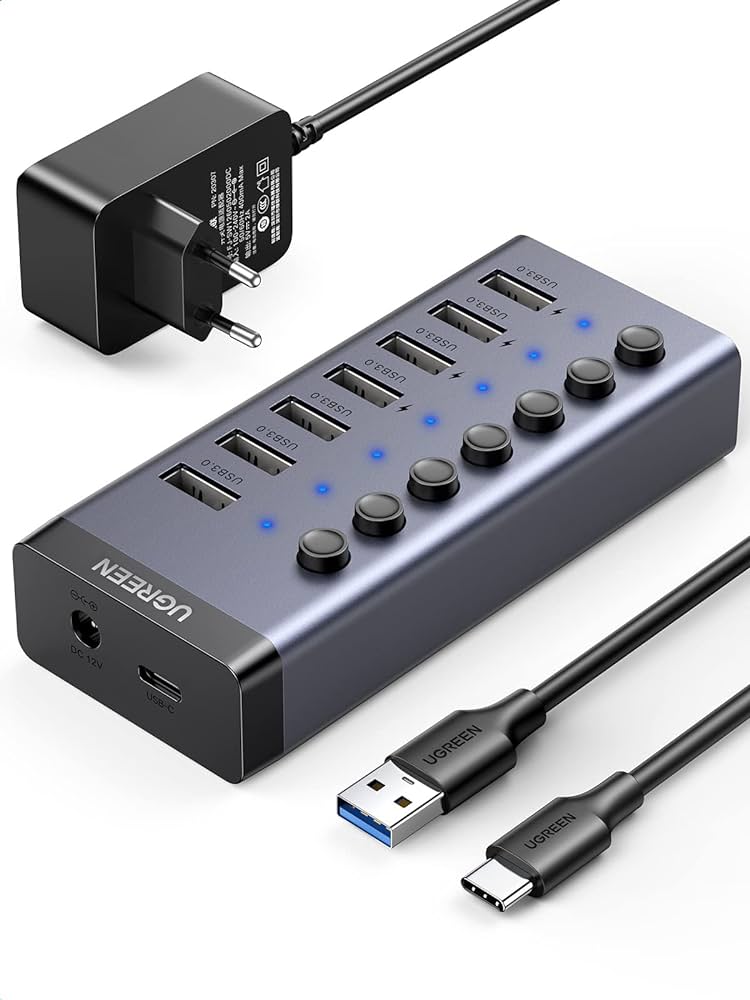 UGREEN CM481 USB-C to 7-Port USB-A 3.0 Powered Hub (90307)