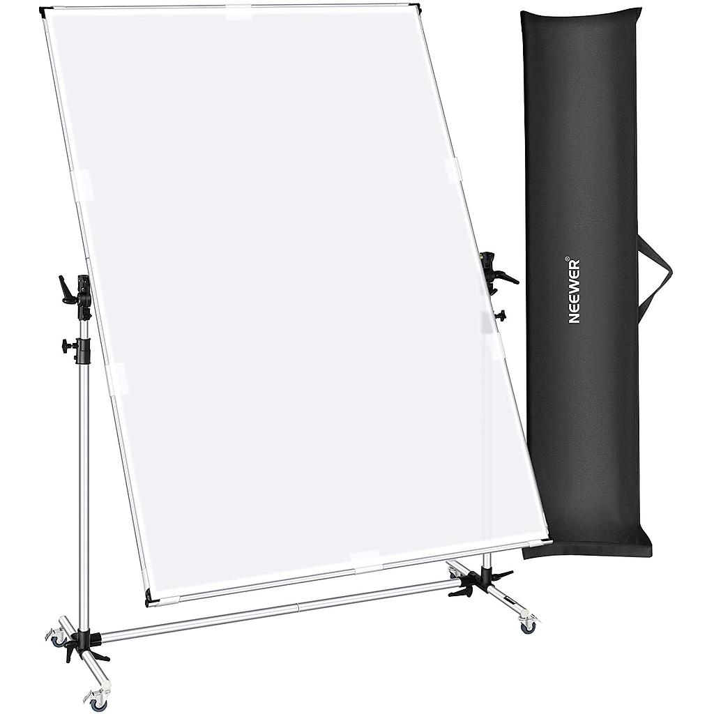 Neewer 79 x 55 inches Photography Light Diffuser with 270 Degree Rotatable Frame and 7-10 feet Height Adjustable Support Stand with Casters, Polyester White Diffusion Fabric for Studio Lights(10098869)