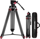 NEEWER 79”/200cm Video Tripod, Heavy Duty Aluminum Alloy Camera Tripod Stand with 360°Fluid Drag Head, QR Plate Compatible with Canon Nikon Sony and Other DSLR Camera Camcorder, Load Up to 8kg (10100651)
