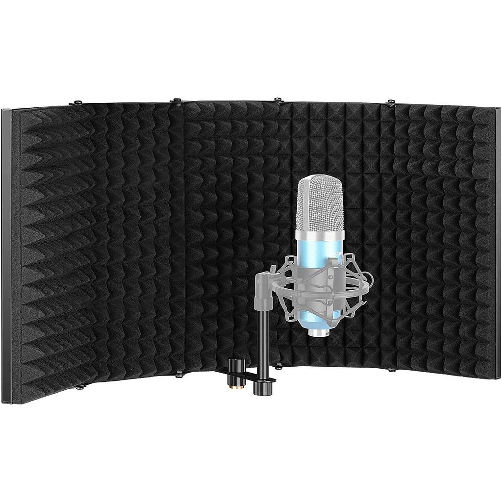 Neewer Pro Microphone Isolation Shield, 5-Panel Pop Filter, High Density Absorbent Foam Front & Vented Metal Back Plate, Compatible with Blue Yeti and Any Condenser Microphone Recording Equipment(10096905)