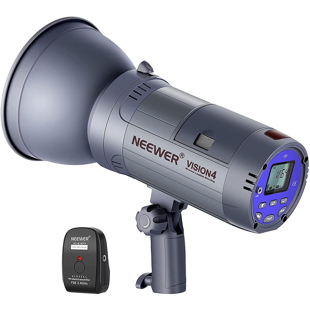 Neewer Vision 4 300W GN60 Outdoor Studio Flash Strobe Li-ion Battery Powered Cordless Monolight with 2.4G Wireless Trigger, 1000 Full Power Flashes, Recycle in 0.4-2.5 Sec, Bowens Mount(10094206)