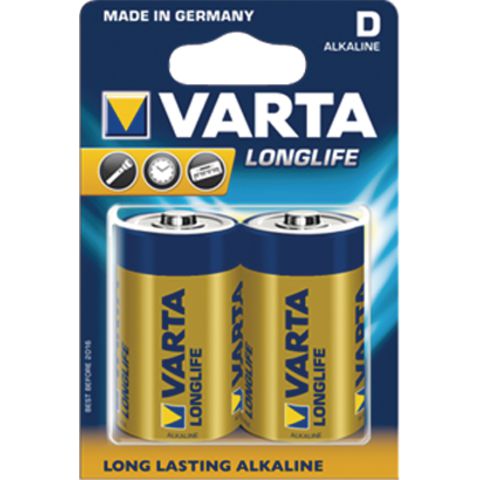 Varta Longlife D LR20 1.5V Alkaline Battery (2-Pack)