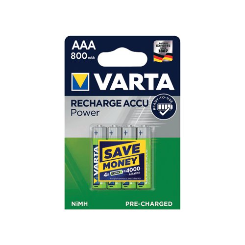 Varta Recharge Accu Ni-MH AAA 800mAh Rechargeable Battery