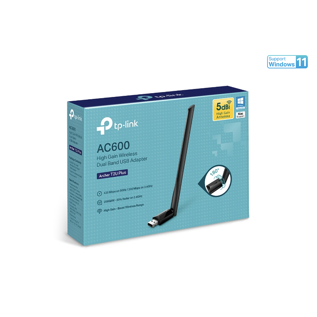Archer T2U Plus AC600 High Gain Wireless Dual Band USB Adapter