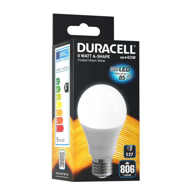 DURACELL LAMP  A82F6N27C1 A60 E27 6500K 820lm frost 9W cardbox