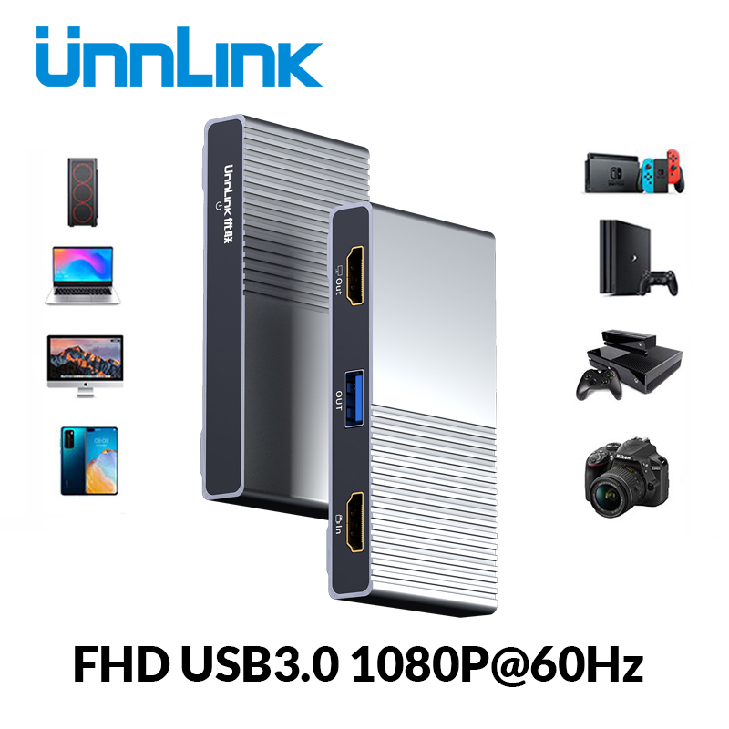 UNNLINK YL0002 USB 3.0 Game UVC Capture Card 1080@60Hz Record Live Streaming