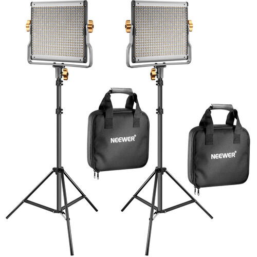 NEEWER Neewer Dimmable Bi-Color 480 nl480 LED Video 2-Light Kit with Stands (90095634)