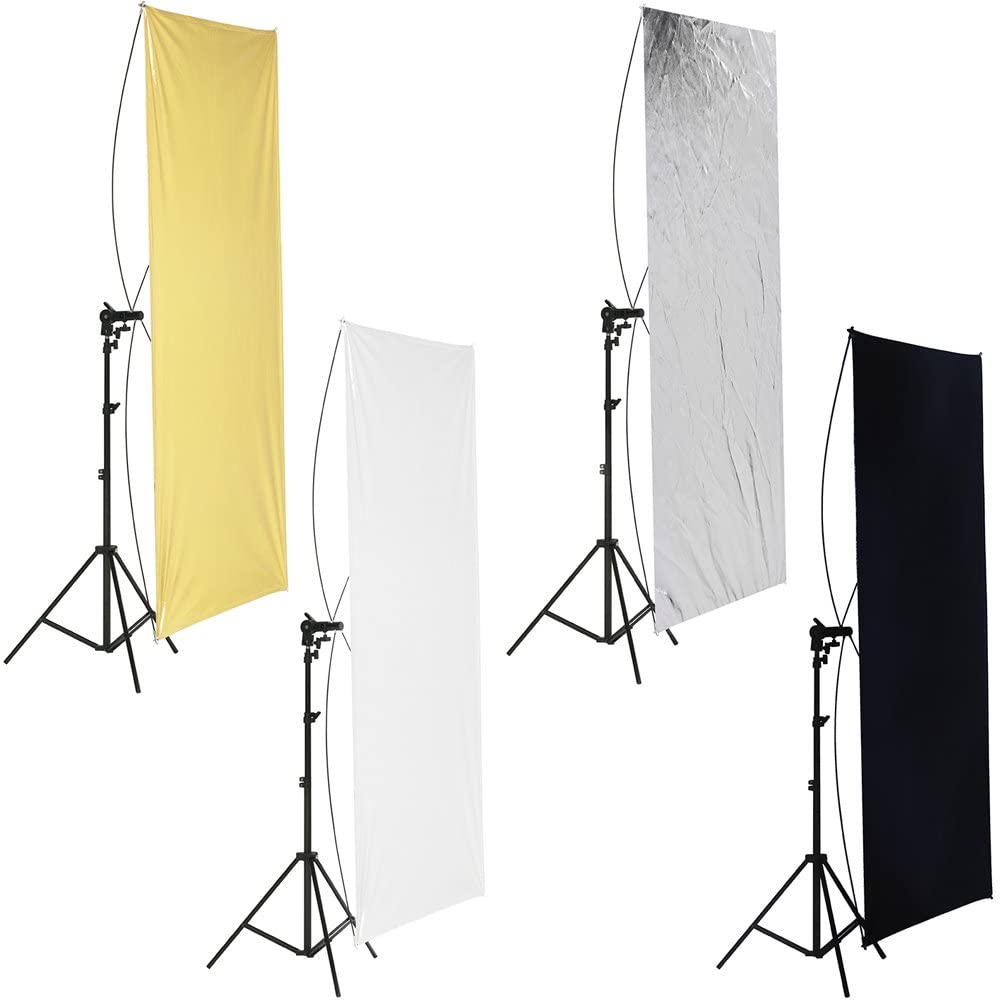 Neewer 35" x 70"/ 90 x 180cm Photo Studio Gold/Silver & Black/White Flat Panel Light Reflector with 360 Degree Rotating Holding Bracket and Carrying Bag (10081497)