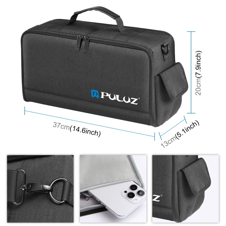 PULUZ PU5016B Camera Crossbody Shoulder Bag Lens Bag (Black)