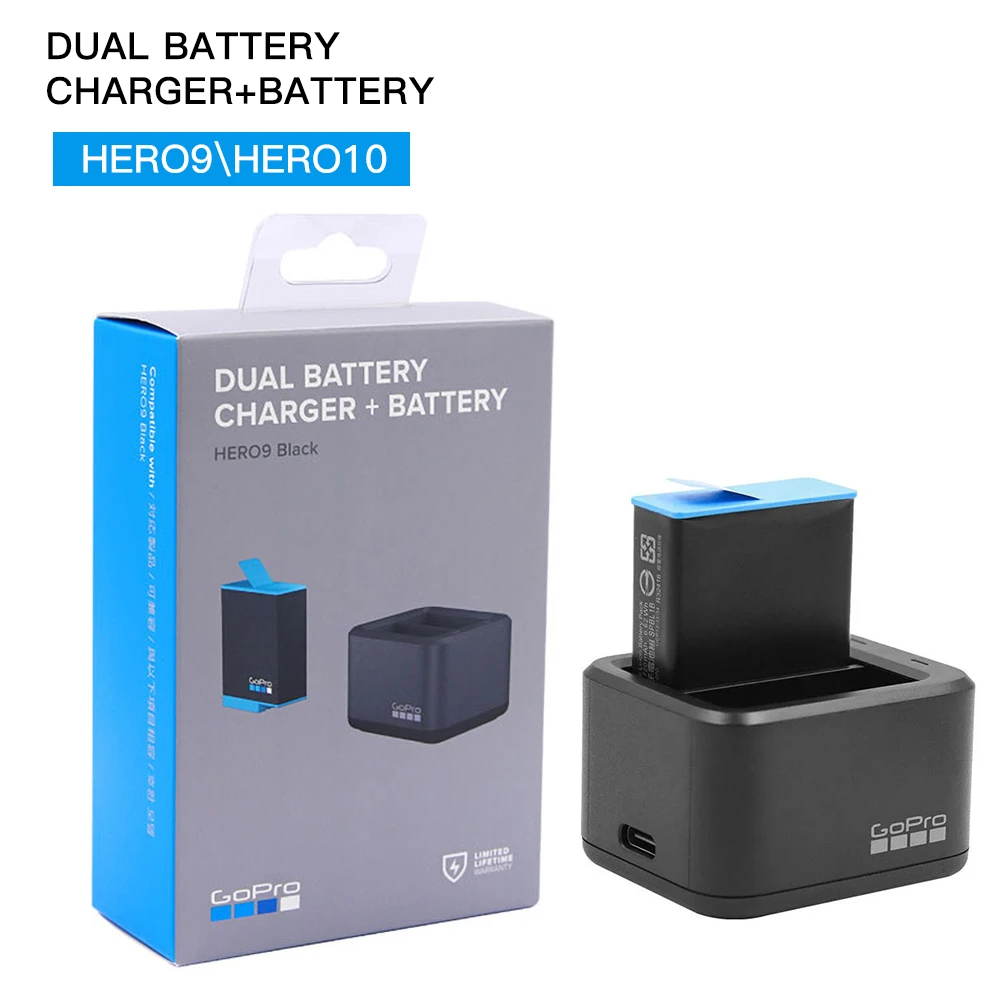 شاحن مزدوج مع بطارية GoPro أصلية لجهاز HERO10/9 Black