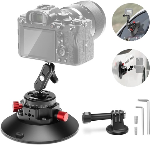 Neewer 6" Camera Suction Mount with Ball Head Magic Arm Metal Car Mount for Camera/Phone (10104376)