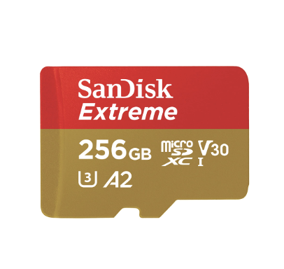 SanDisk Extreme 256GB microSDXC Card UHS-I U3 V30 190MBs/130MBs