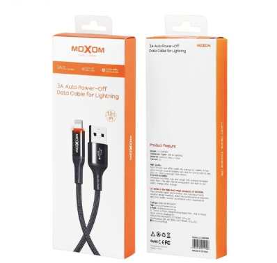 MOXOM LX-CB808M 3A AUTO Pwer-Off Data Cable For Lightning 1.2M