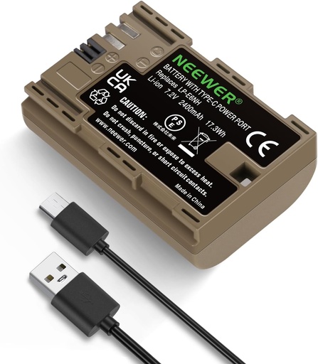 NEEWER Rechargeable Camera Battery with USB Charging Cable Type C, LP-E6NH
