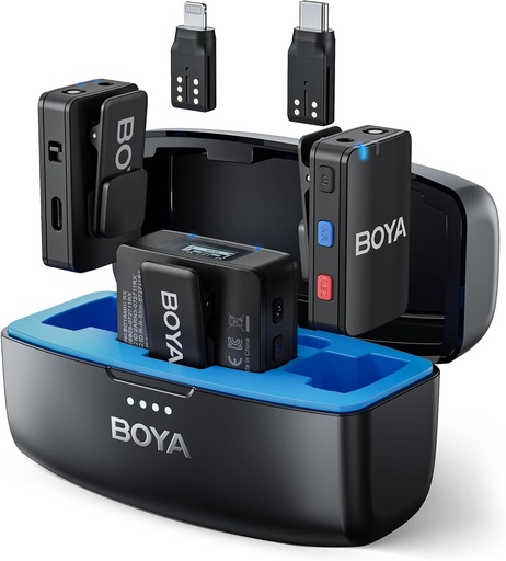 نظام ميكروفون لاسلكي BOYA BOYAMIC لشخصين للكاميرات والأجهزة المحمولة (بتردد 2.4 جيجاهرتز)