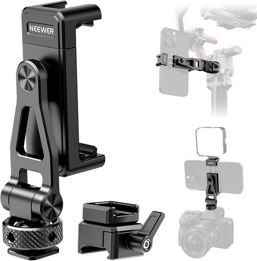 حامل هاتف معدني من Neewer مع قاعدة cold shoe ومشبك NATO متوافق مع مثبتات DJI Ronin رقم المنتج: 10103112