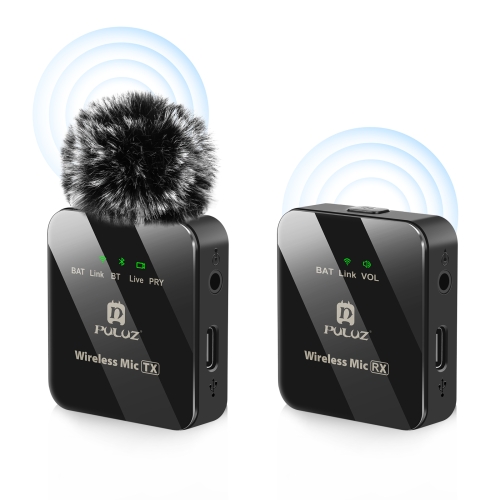 PULUZ  PU3153B 1 TX + 1 RX Wireless Lavalier Microphone (Black)