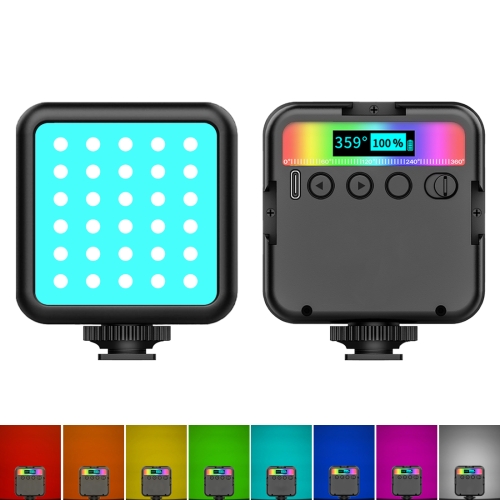 إضاءة تعبئة للجمال من بولوز - ضوء LED محمول باليد للتصوير بالكاميرا، بألوان RGB كاملة ودرجة حرارة لون قابلة للتعديل من 2500K إلى 9000K (أسود).