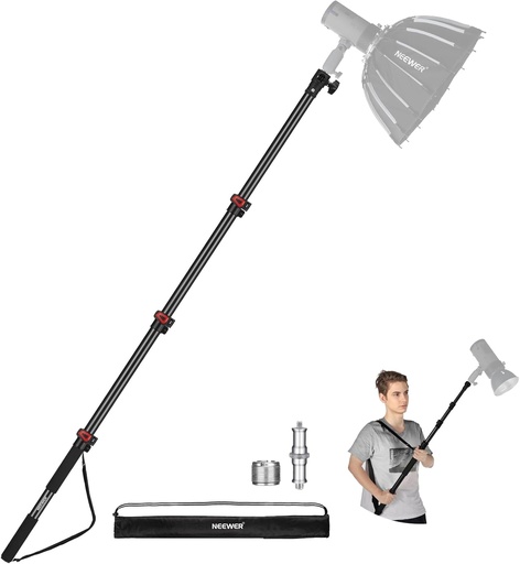 NEEWER 230cm Boom Pole Stand, Portable Telescopic Aluminum Handheld Light Stand 10102212