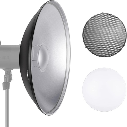 NEEWER 55cm Metal Beauty Dish Bowens Mount Reflector with White Diffuser 10092757
