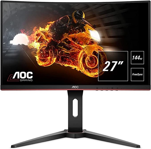 AOC C27G1 27" Curved Frameless Gaming Monitor FHD 1080p, 1800R VA panel, 1ms 144Hz, FreeSync, DP/HDMI/VGA, Height adjustable, VESA, 3-Year Zero Dead Pixels,Black