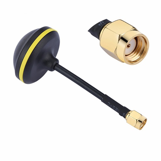 هوائي FPV عالي الكسب 5.8 جيجاهرتز (14dBi) بتصميم مشروم وموصل RP-SMA، مخصص لأجهزة الاستقبال RX في أنظمة التحكم عن بعد.