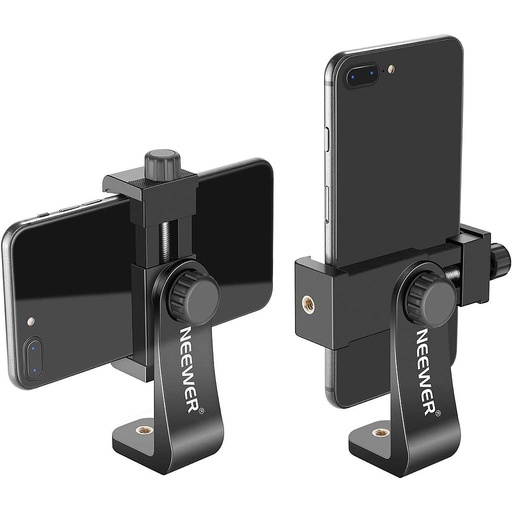 Neewer Smartphone Holder Vertical Bracket with 1/4-inch Tripod Mount - Phone Clip Tripod Adapter Compatible with 13/13 Pro/13 Pro Max/13 Mini/12/11 Pro Max/X/XR, Galaxy S20+/S20, Huawei P40 Pro, etc.(10091433)