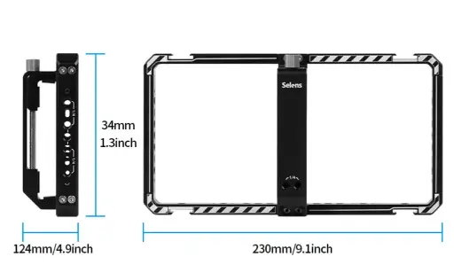Selens Smartphone Stabilizer Grip, Model SRM8-U1223, equipped with a Cold Shoe mount, functions as a Vlogging Cage.