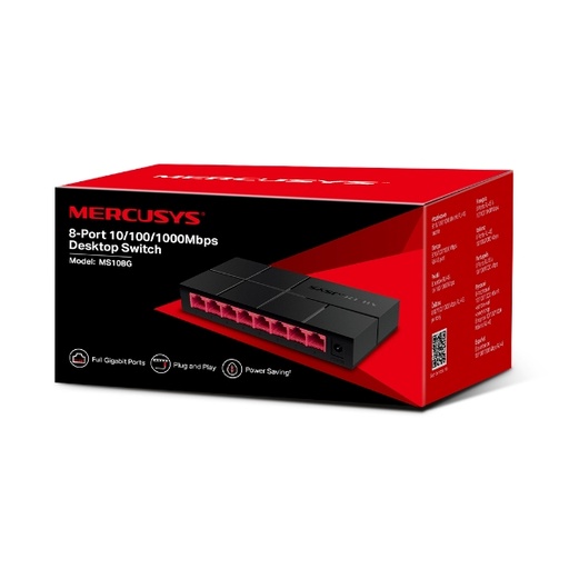 MERCUSYS 8-Port 10/100/1,000 Mbps Desktop Switch MS108G