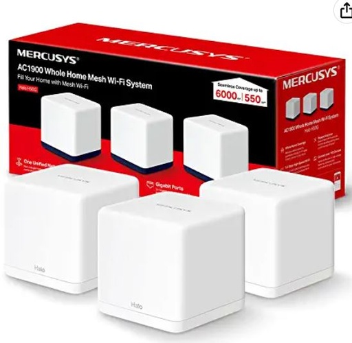 Mercusys Halo H30G(3-Pack) AC1300 Whole Home Mesh Wi-Fi System 1.3 Gbps Dual Band WiFi Gigabit Wireless Router 1300 Mbps Speed Coverage, White