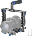 NEEWER Camera Video Cage Film Making Kit, Aluminum Alloy with Top Handle, Dual Hand Grip, Two 15mm Rods – Compatible with Canon, Sony, Fujifilm, Nikon DSLR & Camcorders (Black + Blue) 10083155