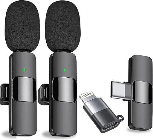k9 Dual Wireless Microphone compatible with Lightning & Type-C Devices