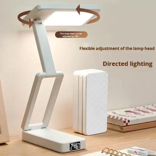 Z24 - Battery Full-spectrum Eye-protecting LED Folding Clock Display Table Lamp