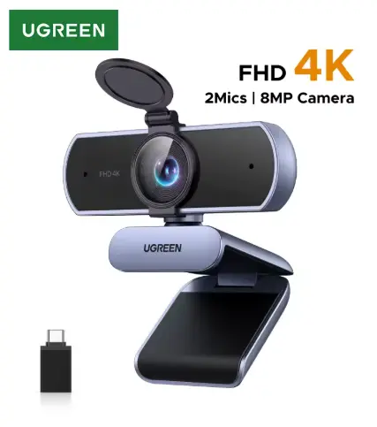  UGREEN 4K FHD Webcam 8MP for PC, PDAF Auto Focus, Dual AI Noise-Cancelling Mics, Web cam 65381