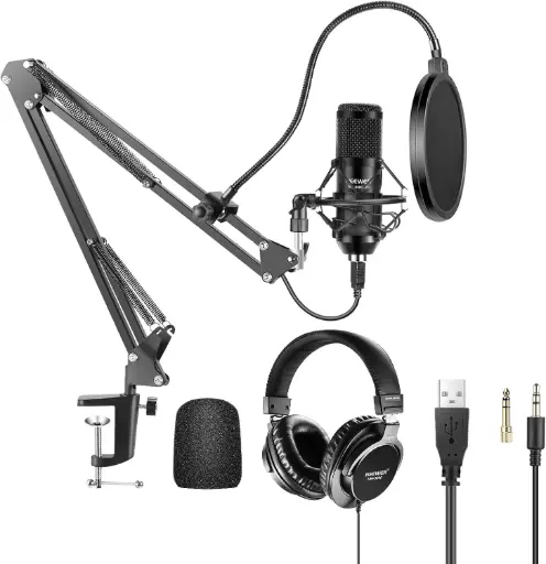 NEEWER NW-8000-USB Plug & Play 192kHz/24-Bit Supercardioid Condenser Microphone Kit with Boom Arm and Shock Mount(40099749) 