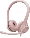 LO H390 Wired USB Headset – Pink (with Microphone)