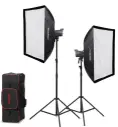 Godox Litemons LA150Bi Bi-Color LED 2-Light Kit with Stands and Softboxes 