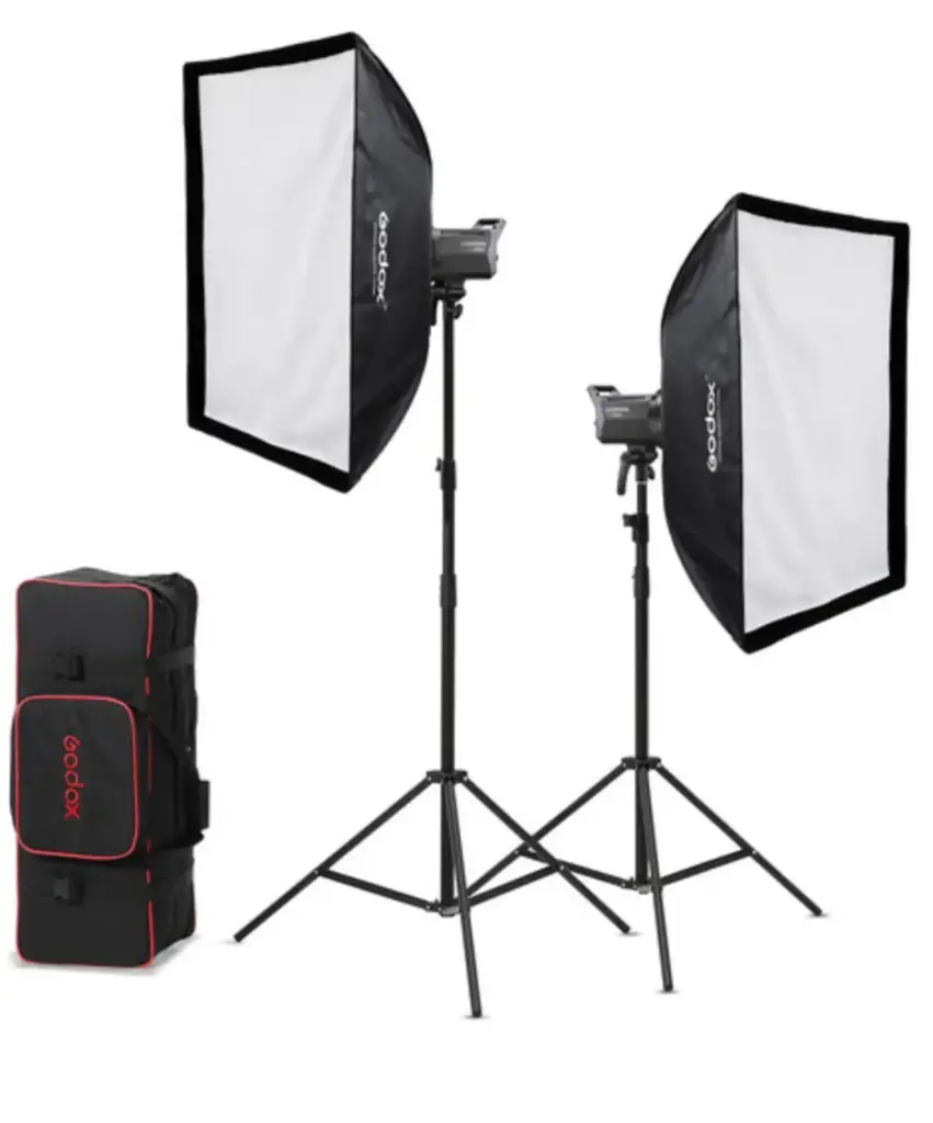 Godox Litemons LA200Bi Bi-Color LED 2-Light Kit with Stands and Softboxes 