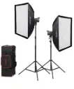 Godox Litemons LA200Bi Bi-Color LED 2-Light Kit with Stands and Softboxes 