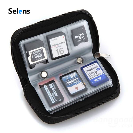 Selens Memory Card Carrying Case Bag Micro SD MMC CF SDHC Holder 20 Slots Black