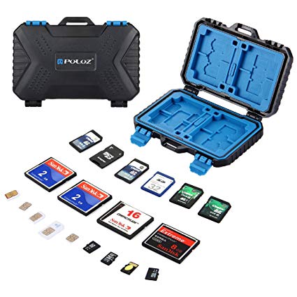 PULUZ PU5002 SD Card Holder, Waterproof 27 Slots Memory Cards Case Stocker Shell Protector Cover Storage